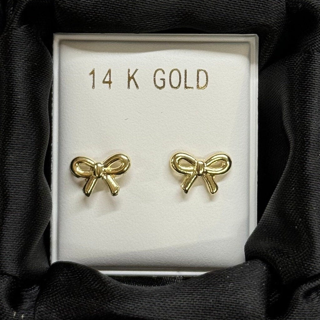 14K Gold Bow Stud Earrings | Trendy Coquette Bow Earrings for Women/GIrl | Perfect Jewelry Gift for Her