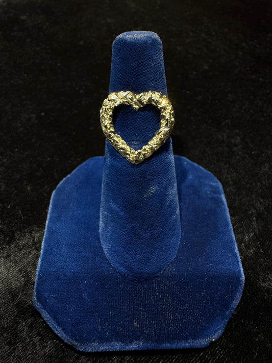 10K Gold Open Heart Nugget Women’s Ring | Trending Nugget Heart Ring | Perfect Jewelry Gift for Her