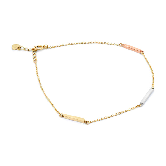 14K Adjustable Rose Gold & White Gold Bracelet | Fine Dainty Jewelry Women