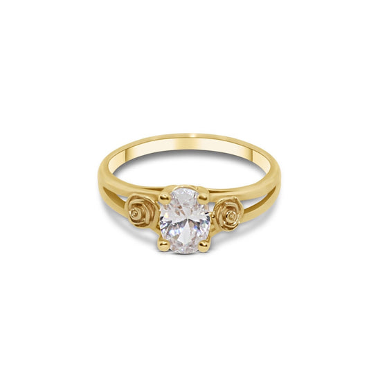 14k Gold Rose Ring with Cubic Zirconia